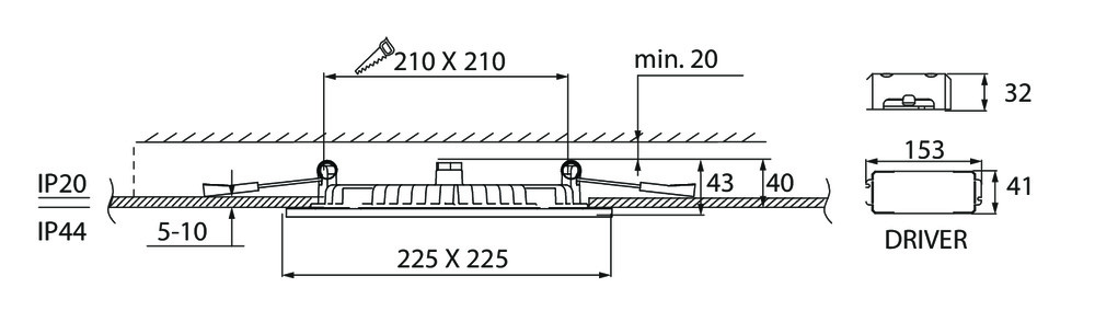 Airam Flat LED-alasvalo neliö