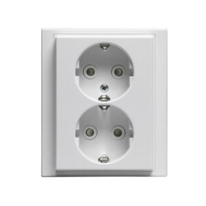 ABB Impressivo 2-os maadoitettu pistorasia, valkoinen (peitelevyllinen)