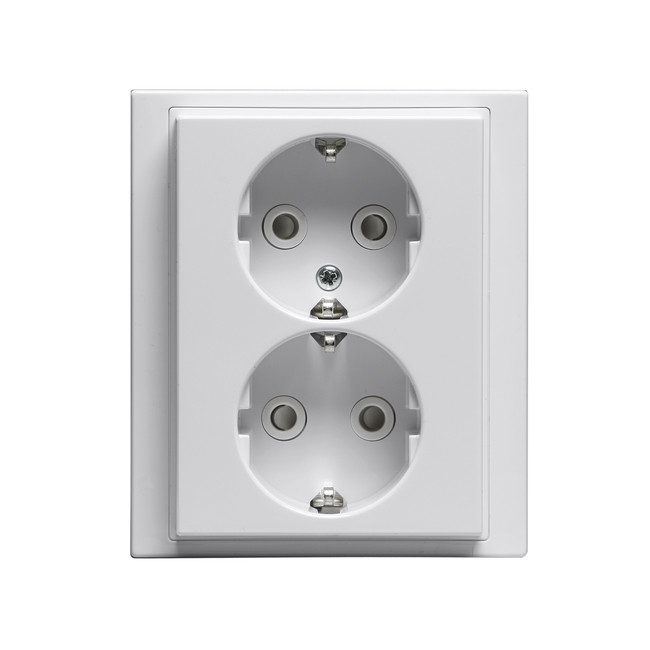 ABB Impressivo 2-os maadoitettu pistorasia, valkoinen (peitelevyllinen)