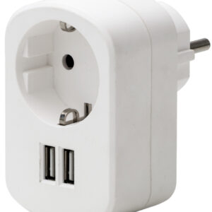 Airam USB-haaroitin (1-os. + 2x USB 3,1A)