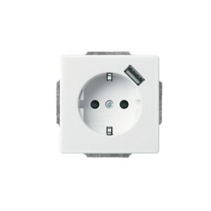 ABB Impressivo 1-os maadoitettu pistorasia + USB, valkoinen
