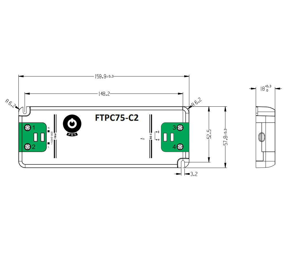LED-muuntaja 24V 75W (IP20) - Image 2