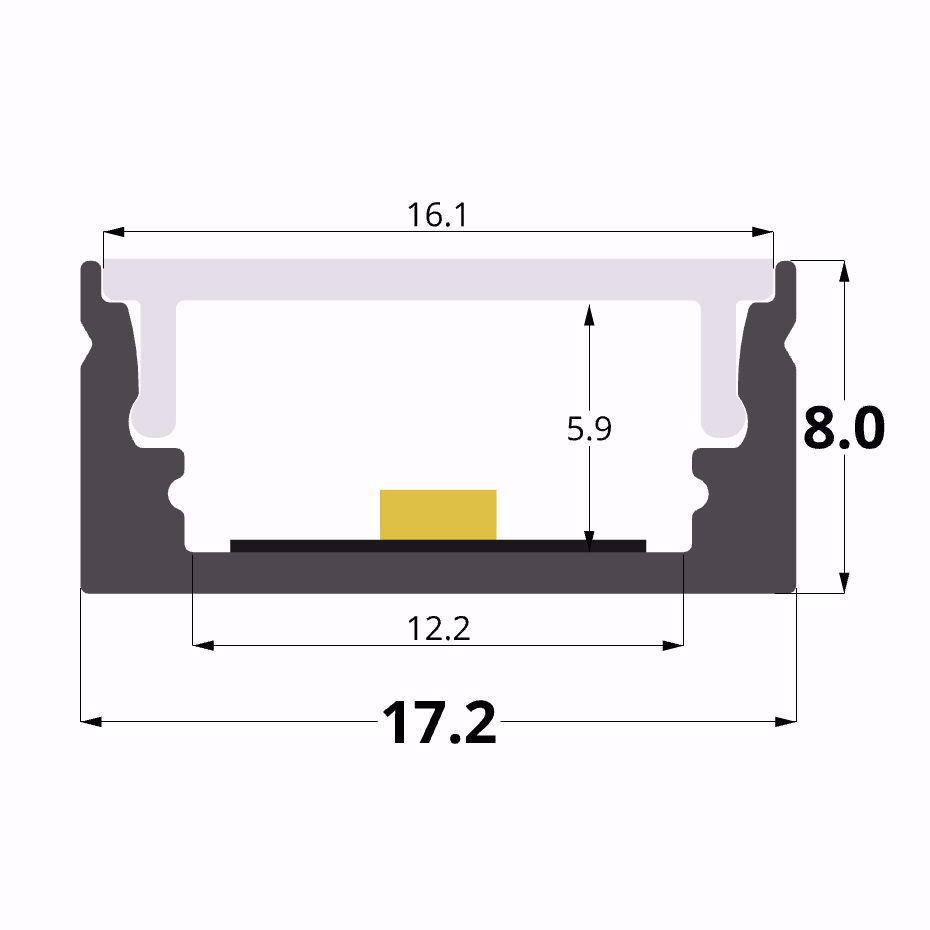 Line LED-alumiiniprofiili matala 2m musta - Image 2