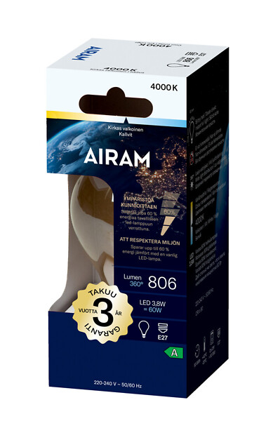 Airam LED 3,8W 840 806lm E27 - Image 2