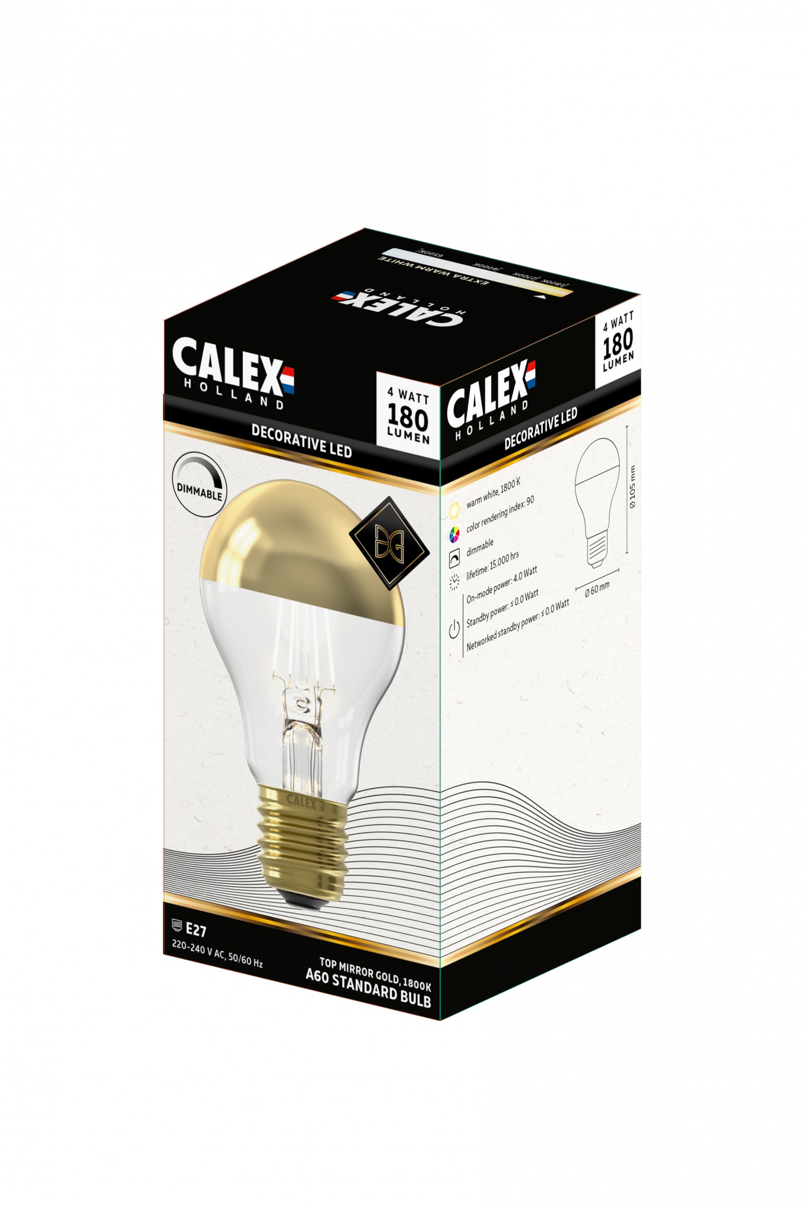 Calex Pääpeili A60 E27 LED DIM kulta - Image 3