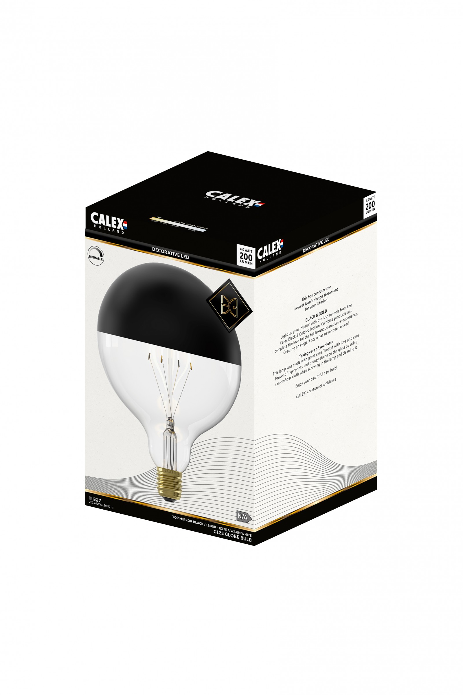 Calex Pääpeili G125 E27 LED DIM musta - Image 4