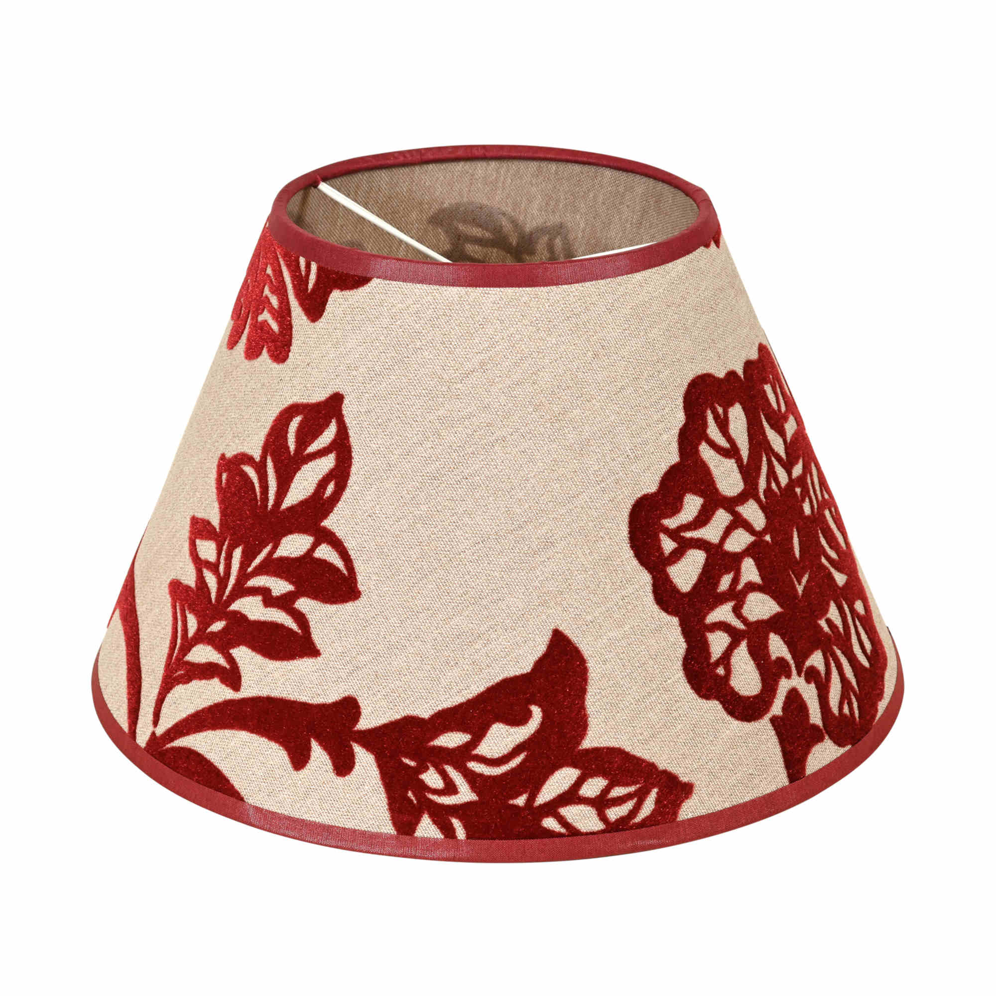 Valaisin Grönlund varjostin 25 cm natur viininpunainen sametti-ornamentti
