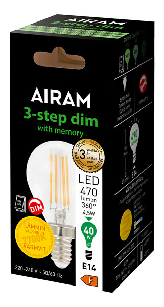 Airam Led P45 E14 4,5 W 2700 K 3-step - Image 3