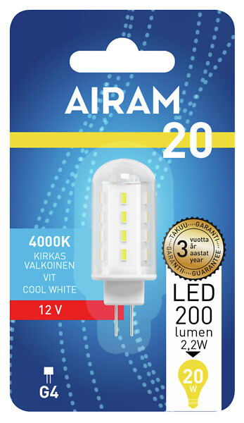 Airam LED 2,2W 840 220lm G4 - Image 2