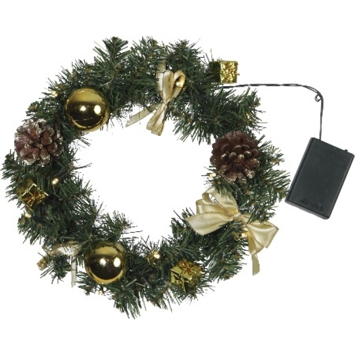 Star Decorage kranssi vihreä/kulta 30 cm valoilla