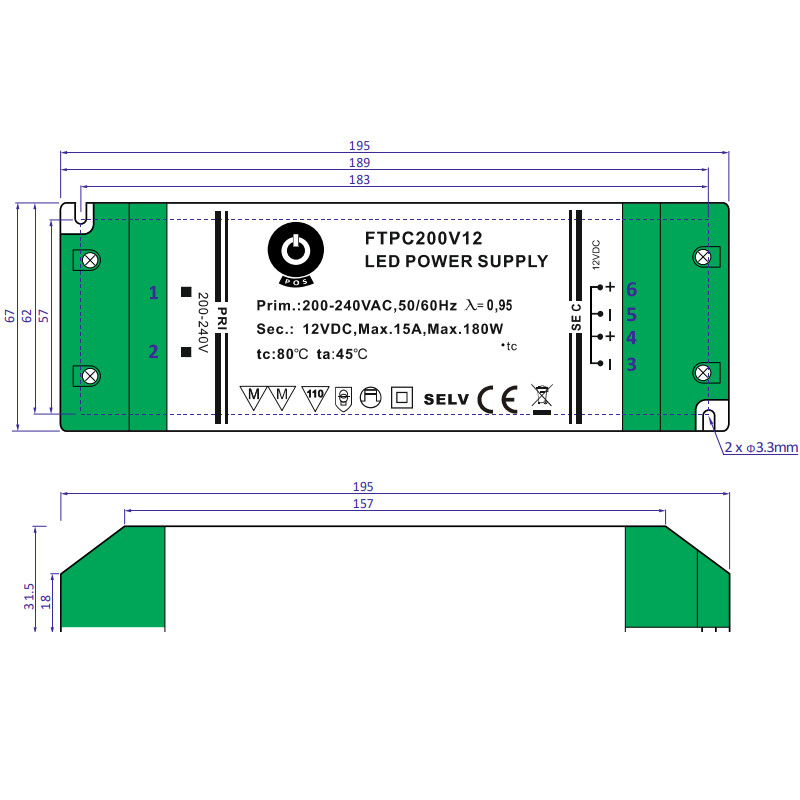 LED-muuntaja 24V 200W (IP20) - Image 2