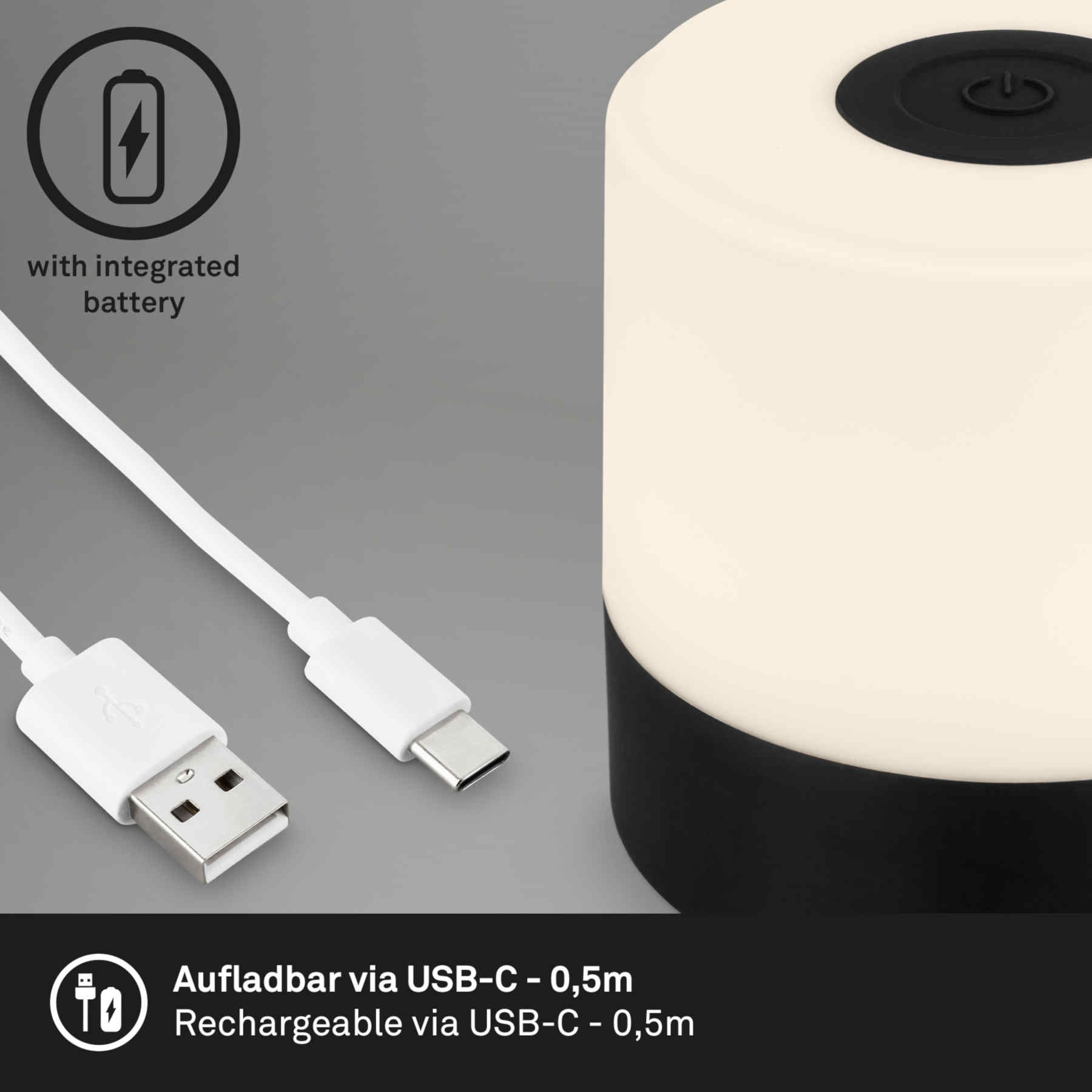 E.Lite Small ladattava pöytävalaisin musta IP44 - Image 6