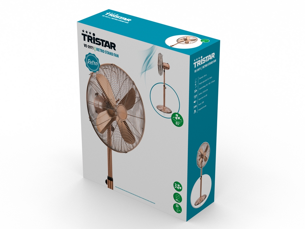 Tristar metallinen retro lattiatuuletin 40cm kupari - Image 8