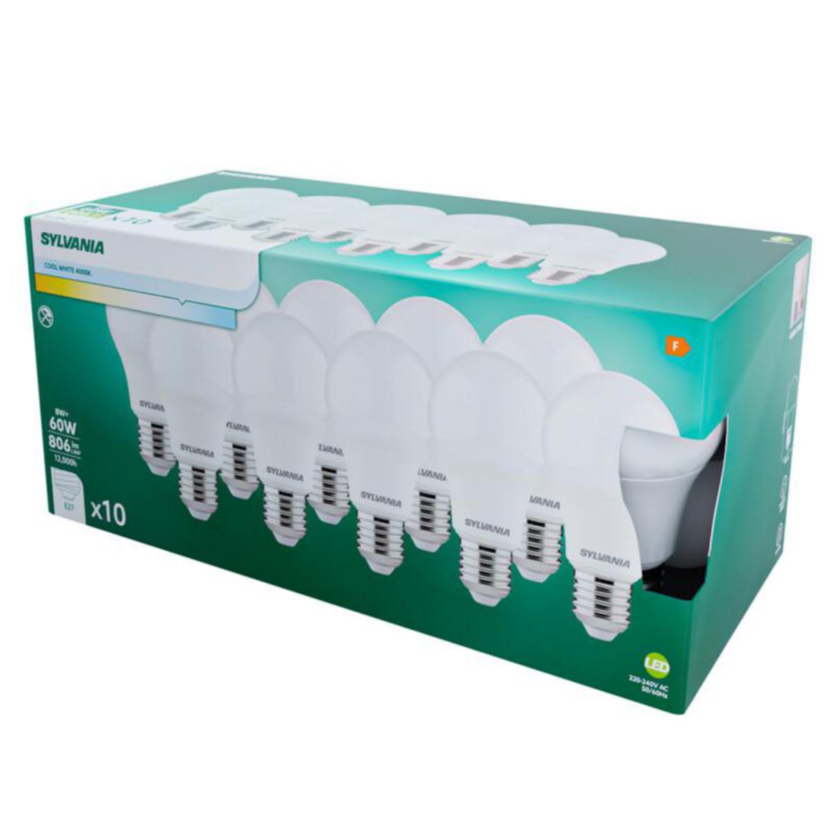 Vakiolamppu Sylvania LED E27 8W 4000K 806lm (10 kpl) - Image 2