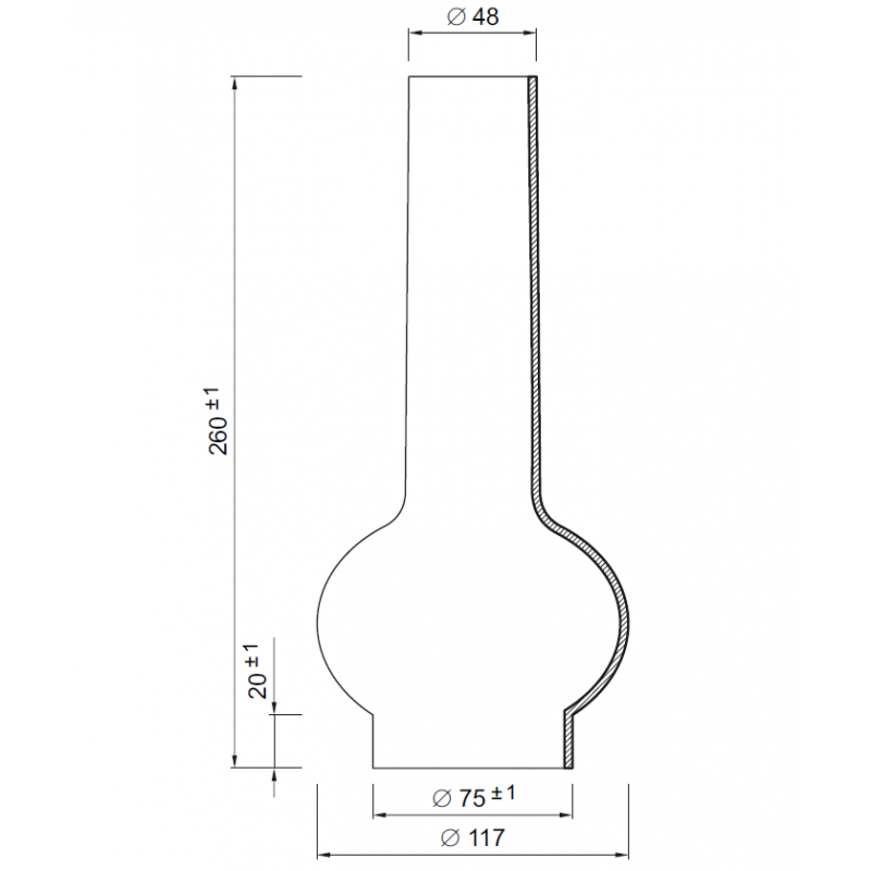 Öljylampun lasikupu valkoinen 75x260mm - Image 2