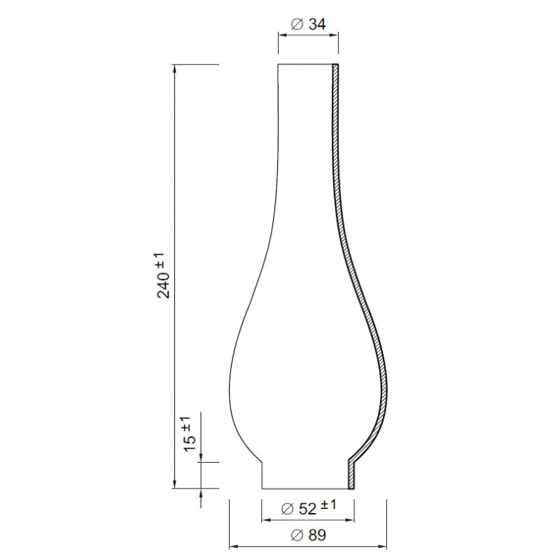 Öljylampun lasikupu valkoinen 52x240mm - Image 2